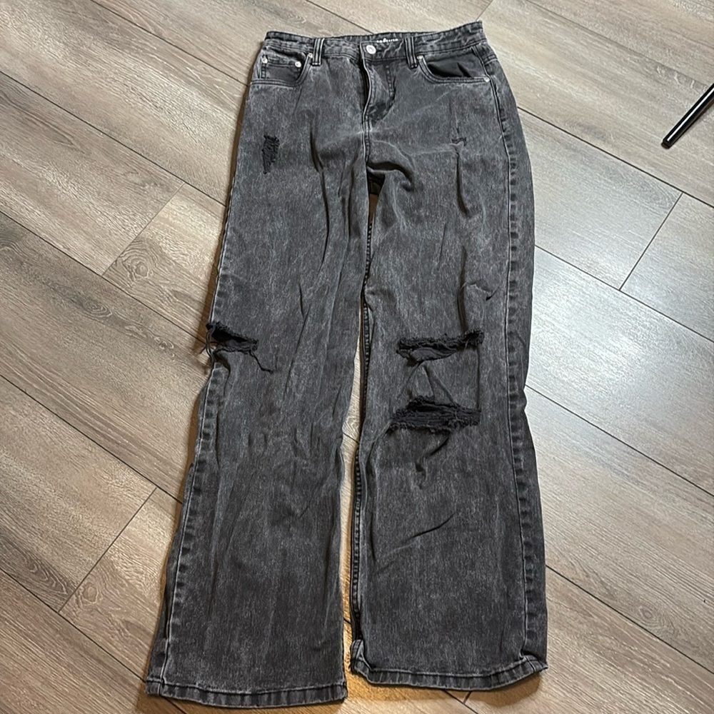 SM378 Refuge high waisted wide leg distressed jeans